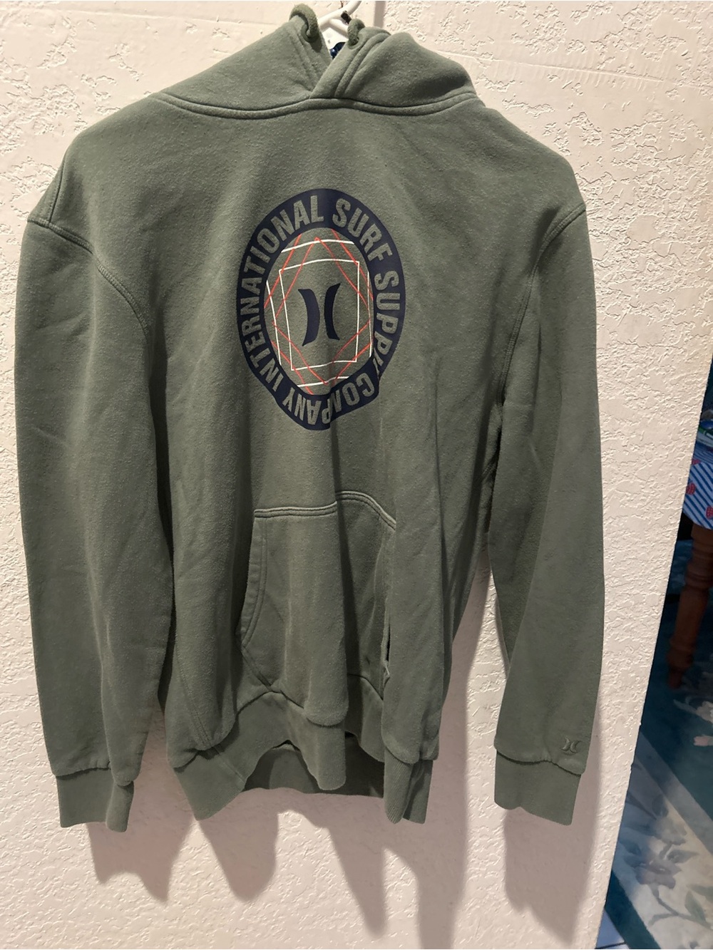 Hurley Olive Green Crewneck Hoodie with Surf Logo